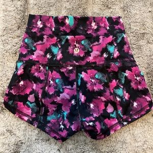 Floral Lulu Lemon high-waisted shorts